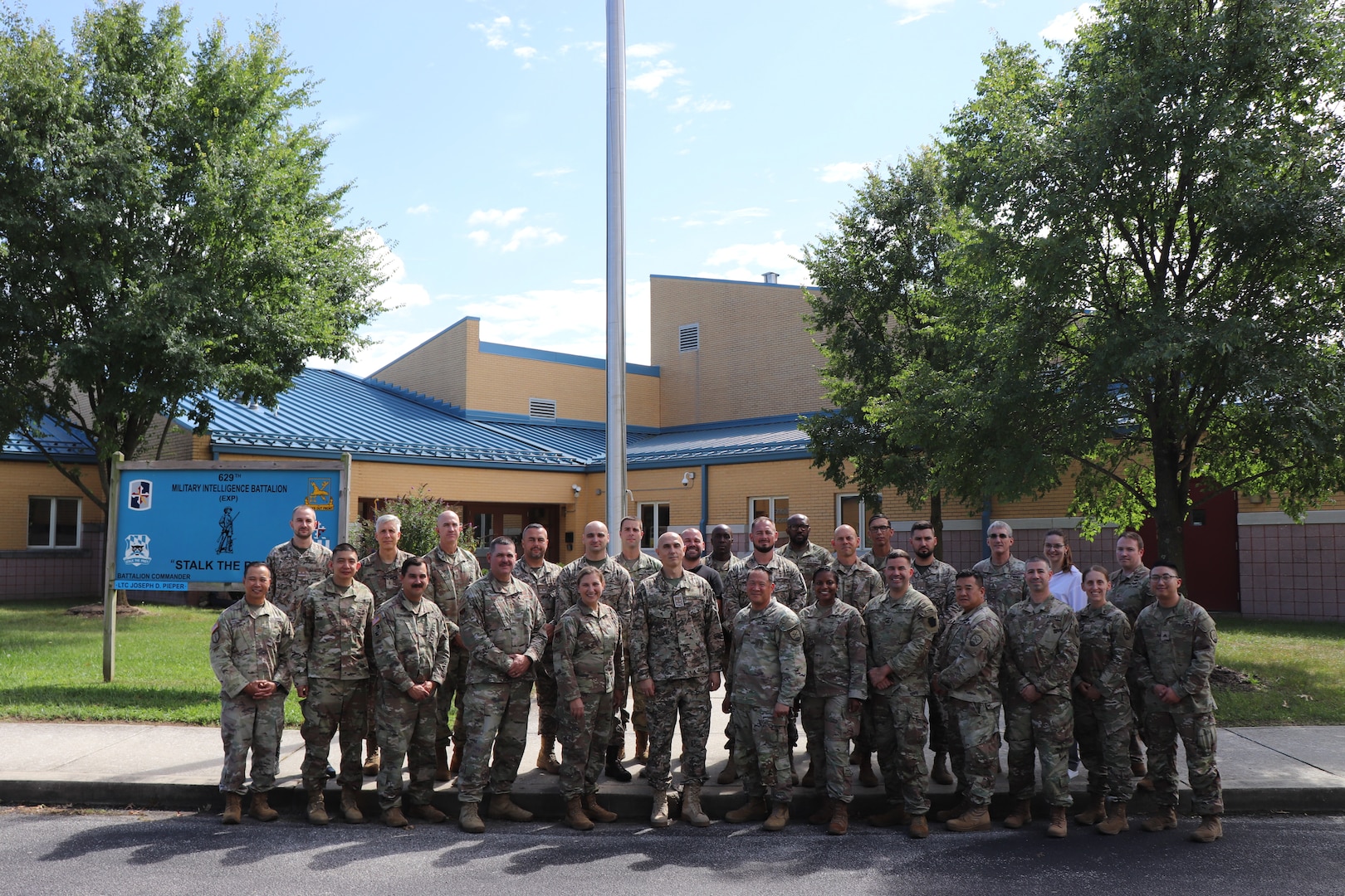 Members from the Maryland National Guard and the Armed Forces of Bosnia and Herzegovina pose for a group photograph outside the Pvt. Henry Costin Readiness Center in Laurel, Maryland, Sept. 19, 2024. AFBiH members from the Cyber Operations Center spent a week in Maryland conducting a military-to-military exchange with the CPT 169 to enhance their capabilities through a collaborative learning environment.