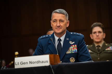 U.S. Air Force Gen. Steven S. Nordhaus, 30th chief of the National Guard Bureau, pictured here at his previous rank during his confirmation hearing before the Senate Armed Services Committee Sept. 12, 2024.