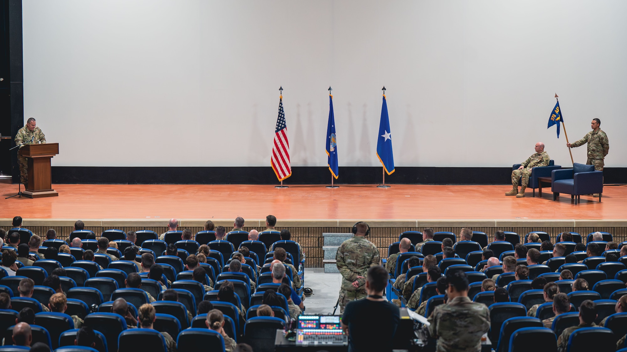 Crowd watches as leadership changes command