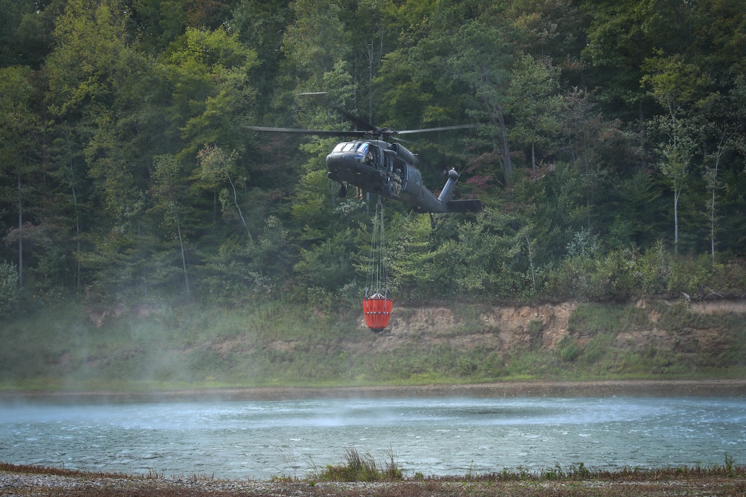 Soldiers with the 63rd Theater Aviation Brigade participated in an All-Hazards Field Training Exercise at the Harold L. Disney Training Center in Artemus, Kentucky, on Sept. 14, 2024.