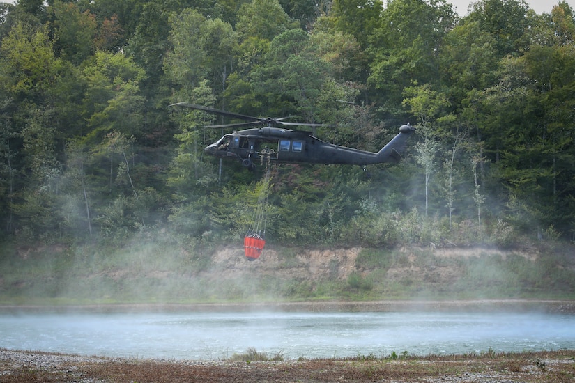 Soldiers with the 63rd Theater Aviation Brigade participated in an All-Hazards Field Training Exercise at the Harold L. Disney Training Center in Artemus, Kentucky, on Sept. 14, 2024.