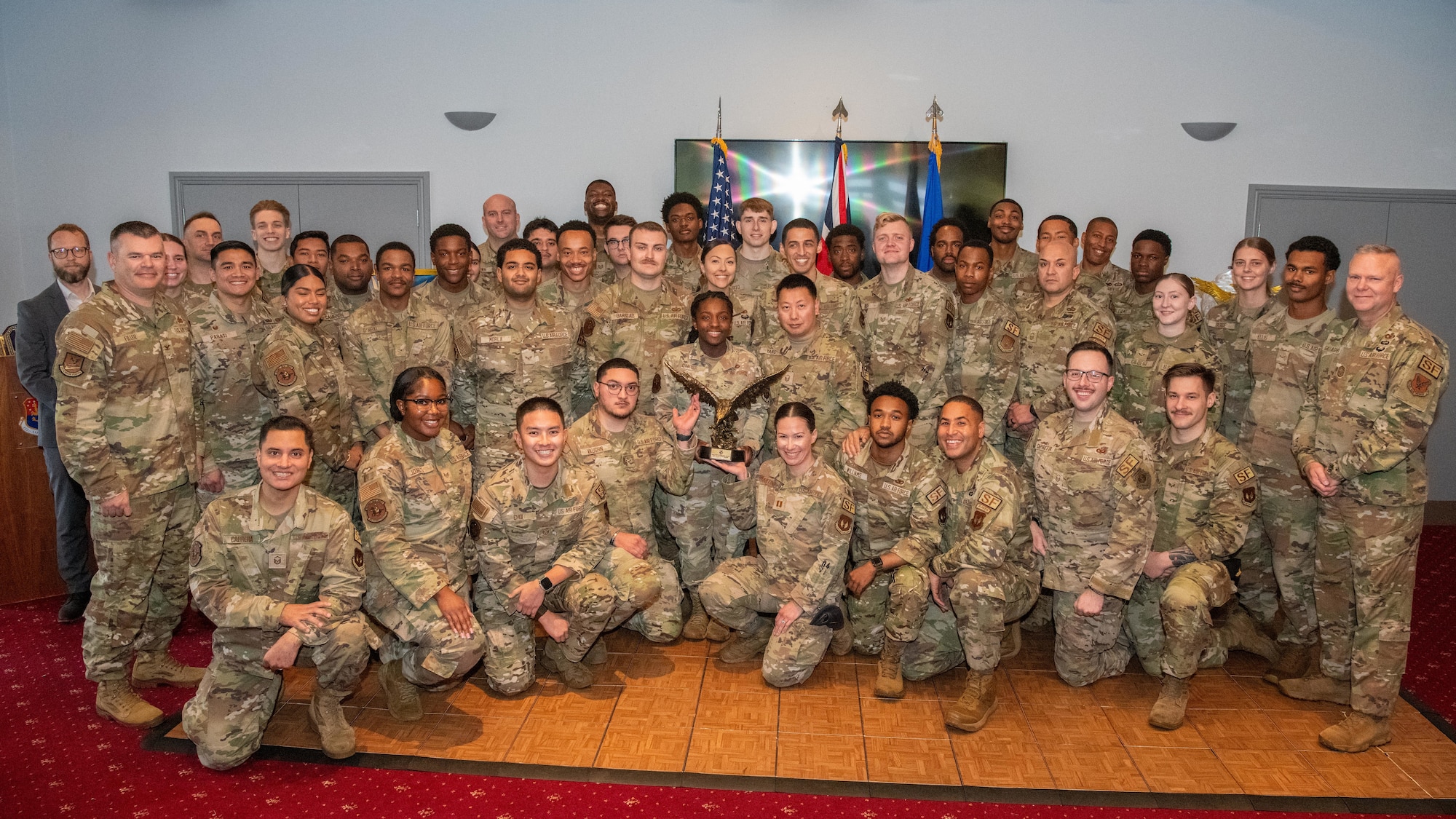 Group photo of the Best Small Security Forces Squadron in the Air Force winners