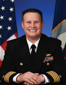 Capt. Joseph Burgon, commanding officer of Naval Surface Warfare Center, Corona Division, poses for an official portrait in Norco, Calif.