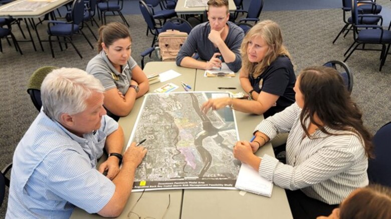 USACE Jacksonville District partners and stakeholders deliberate pros and cons behind the array of alternatives within the St. Augustine Back Bay Feasibility Study, designed to protect America’s oldest city against coastal and inland flooding.