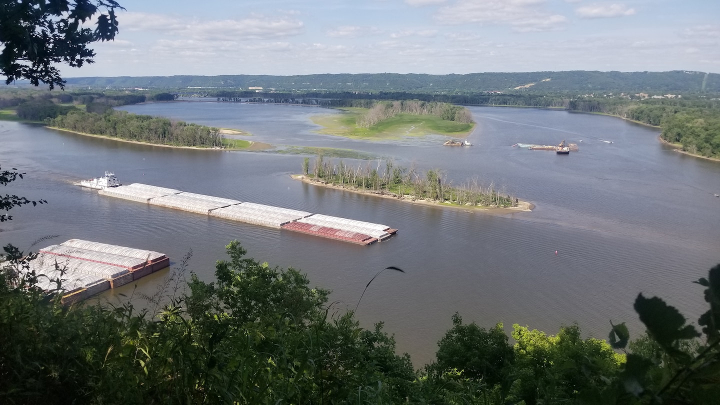 Barges on the Mississippi River