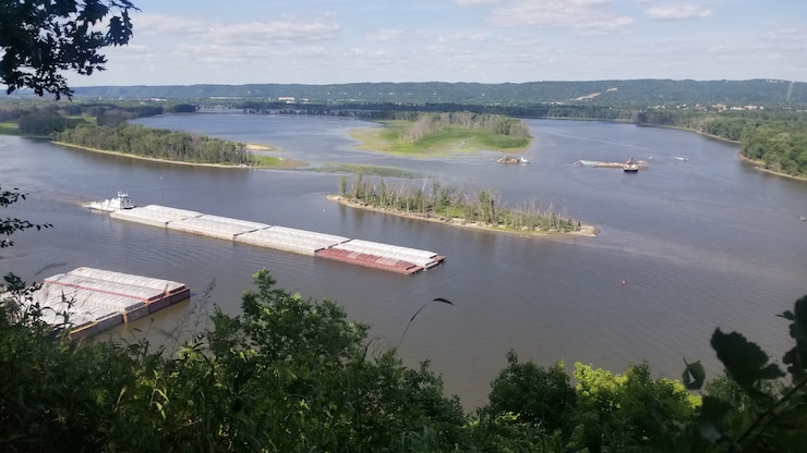 Barges on the Mississippi River