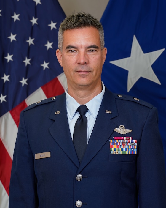 A portrait of Brig Gen Kristof K. Sills, commander of the 154th Wing.
