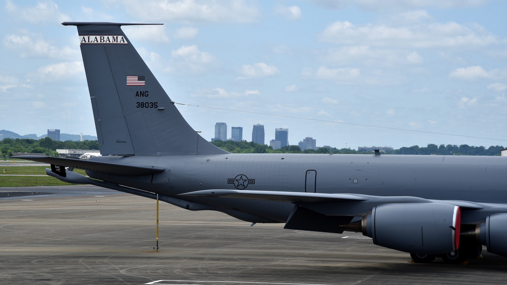 A KC-135R Stratotanker belonging to the 117th Air Refueling Wing’s fleet sits parked on the flightline at Sumpter Smith Joint National Guard Base, Alabama, May 4, 2024. The mission of the 117 ARW is to provide quality worldwide air refueling, airlift, support, logistics, intelligence, and medical services in support of its community, state, and the nation with its KC-135R Stratotanker fleet. (U.S. Air National Guard photo by Staff Sgt. Shelby Thurman)