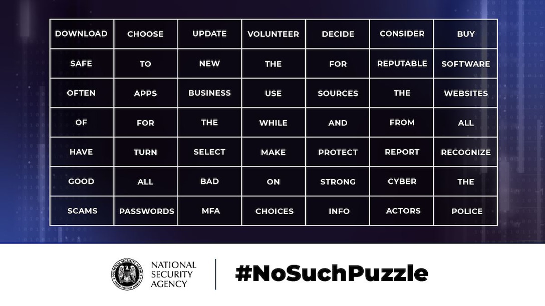 No Such Puzzle: Cybersecurity Awareness Month Word Table Graphic