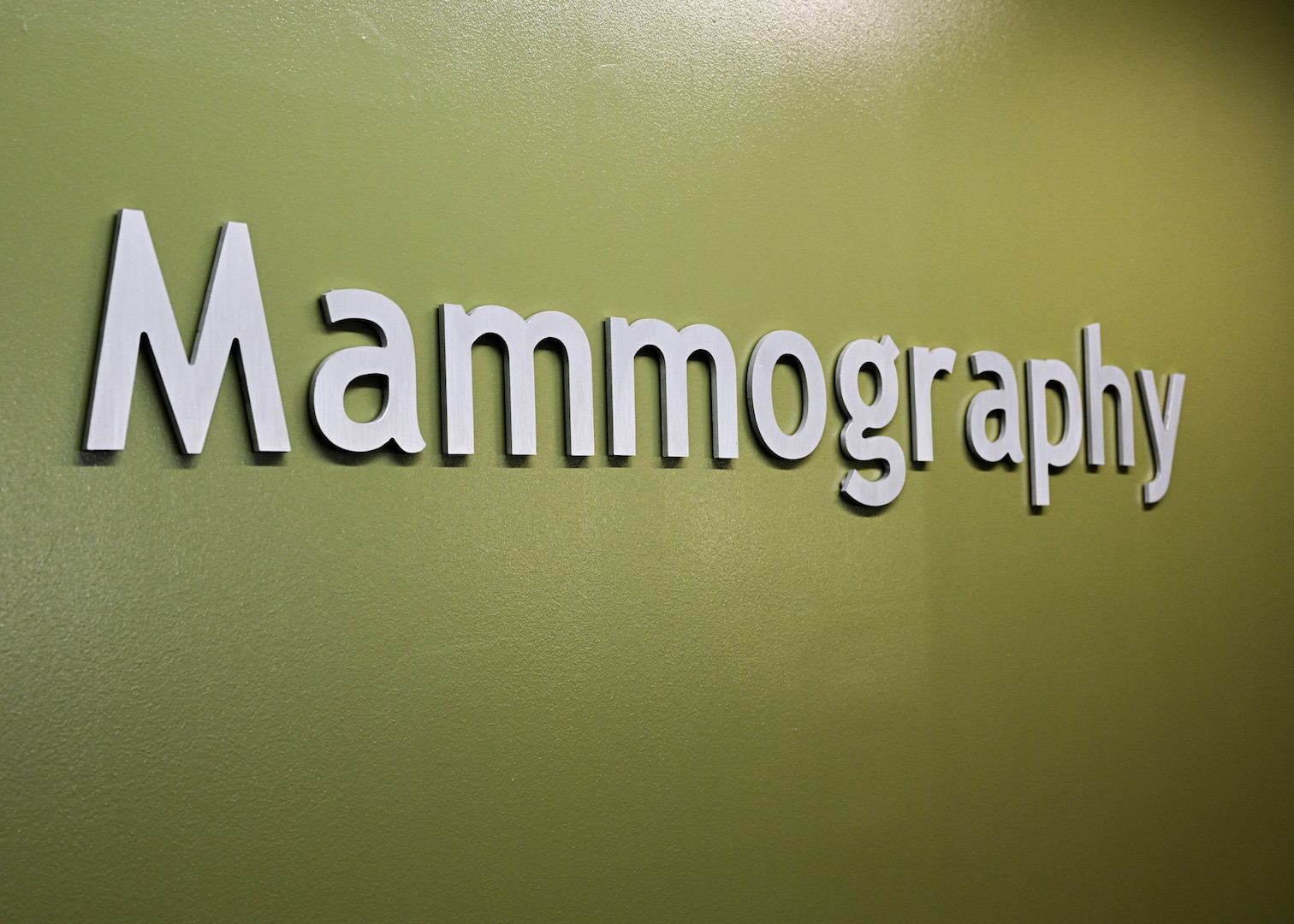 A sign marks the entrance to the mammography clinic at Wilford Hall, JBSA-Lackland, Texas, on October 3, 2024.