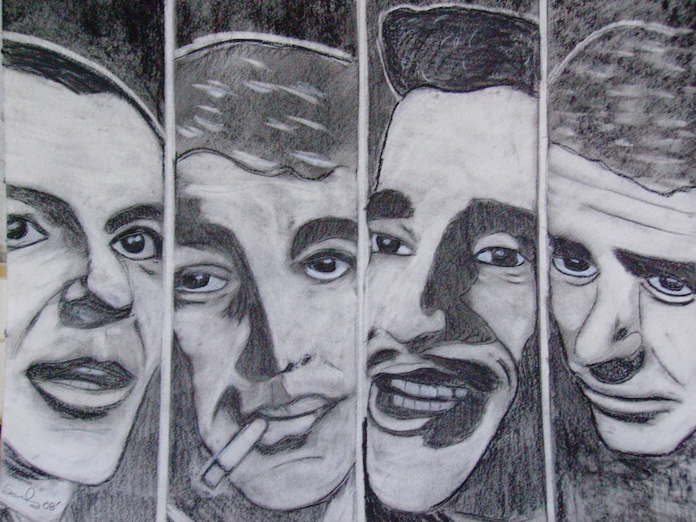A drawing of the Rat Pack