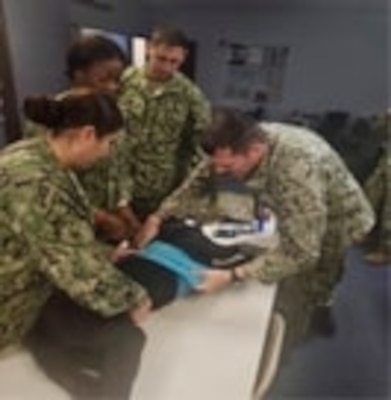 240920-N-N1574-1001 TAMPA, Fl. (Sep. 20, 2024) Expeditionary Resuscitative Surgical Suite (ERSS) Team 17 recently passed their Operational Readiness Evaluation (ORE), certifying them as a fully capable unit, Sept, 2024. As part of their certification process, one of the exercises the team participated in was Operation Blue Horizon, May 31- June 12, at MacDill Airforce Base and the USF Health Center for Advanced Medical Learning and Simulation (CAMLS), located in Tampa, FL. Operation Blue Horizon is a 12-day joint service exercise to ensure medical readiness through hands-on training, didactics, and live field exercises. Pictured: ERSS 17 provides K9 Tactical Combat Casualty Care. (Photo courtesy of Expeditionary Resuscitative Surgical Suite Team 17)