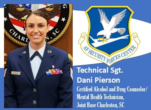 Meet Dani Pierson, a member of the Air Force Security Forces Center Confinement and Corrections Directorate, is a drug and alcohol counselor and mental health technician, at the Charleston Naval Weapons Station. Pierson provides counseling to incarcerated military individuals to rehabilitate and help them avoid reoffending once released from the brig. (AFIMSC graphic illustration)