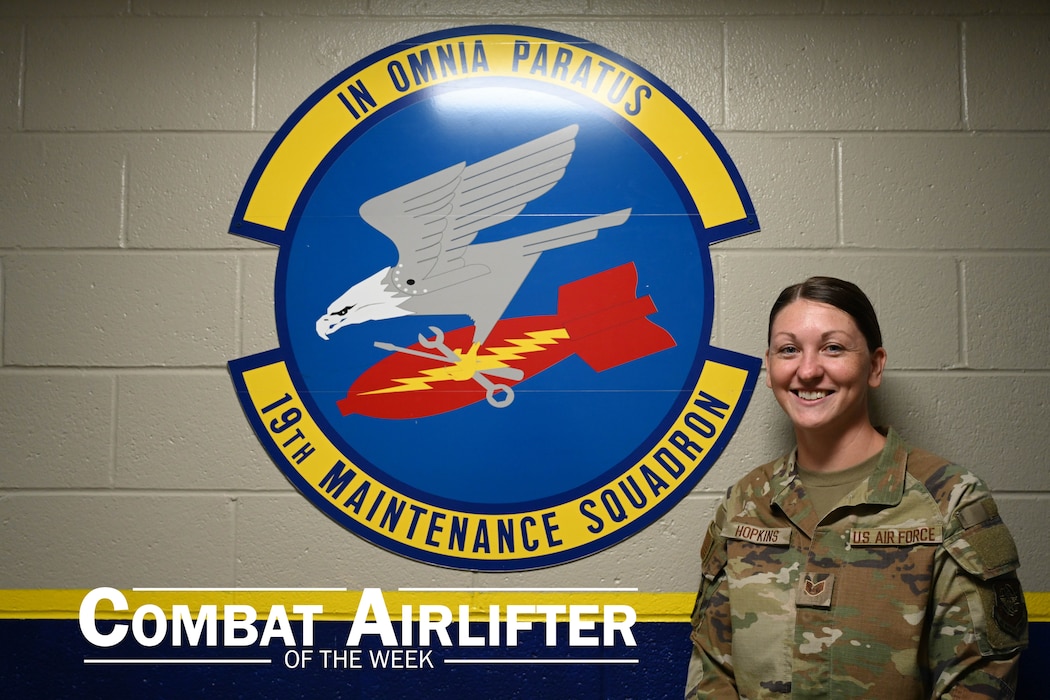 Staff Sgt. Karlie Hopkins, 19th Maintenance Unit Programs noncommissioned officer in charge, is selected as Combat Airlifter of the Week Oct. 30, 2024