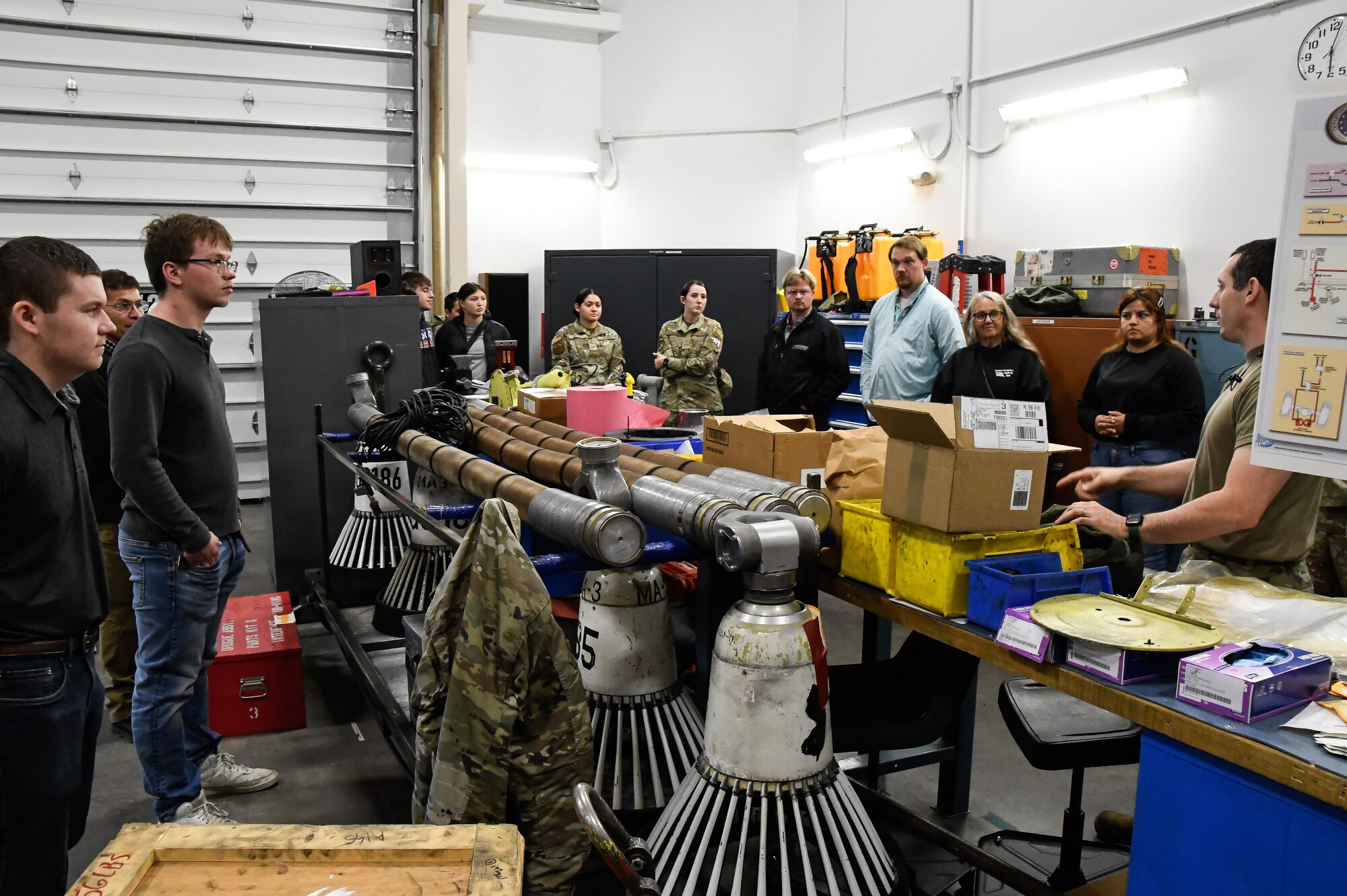 Tech Sgt. Blayne Kiser of the 168th Maintenance Group explained the KC-135 Stratotanker hydraulics and the extensive maintenance that occurs to keep the aircraft on the air refueling mission during the 168thWing Bring a Buddy Day event on Aug 1, 2024.  The 168 WG held a Bring-a-Buddy to Work Day, inviting friends, family, and community partners to visit and learn about the wing’s mission and jobs.