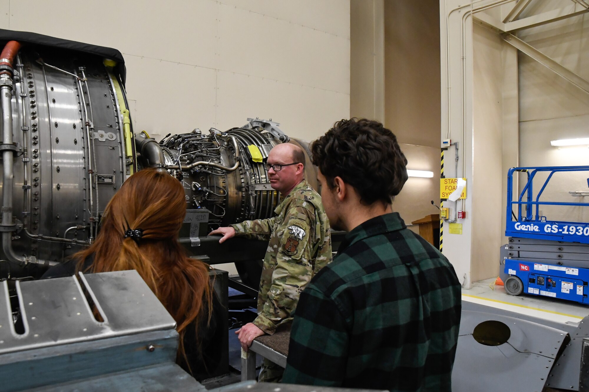 Tech Sgt. David Snap of the 168th Wing Maintenance Group engine shop discussed the inner workings of the KC-135 engines and the maintenance they perform to keep the mission in the air during the 168th Wing Bring a Buddy Day event on Aug 1, 2024.