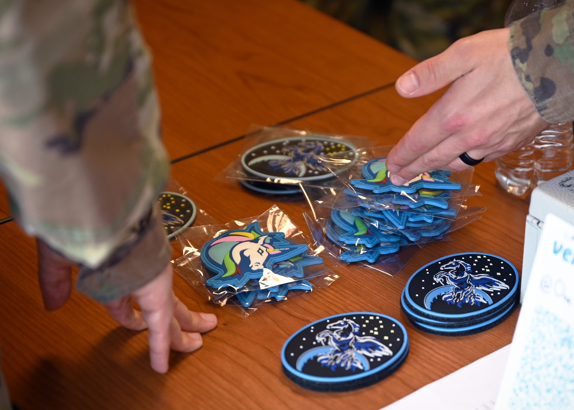 People buying, selling, and trading patches.