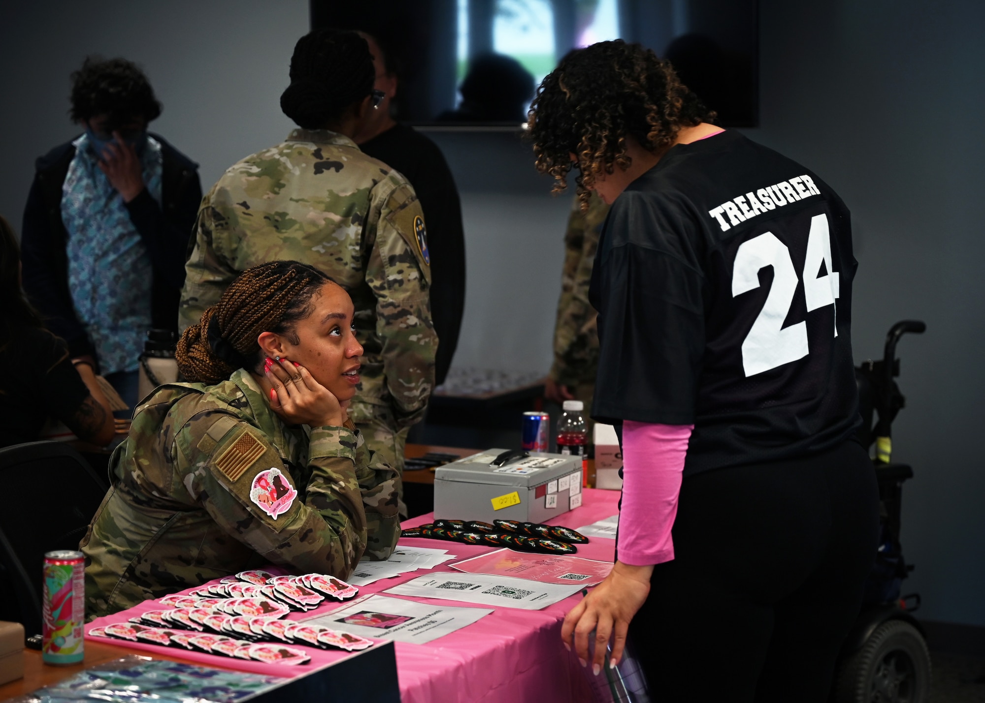 People buying, selling, and trading patches.