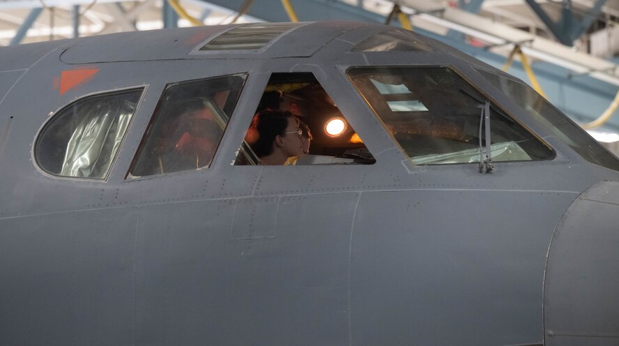 City of Minot religious leaders tour the inside of a B-52H Stratofortress during the 5th Bomb Wing Chaplain Corps Clergy Day tour at Minot Air Force Base, North Dakota, Oct. 2, 2024. Local religious leaders toured the base to learn how Airmen support the Minot AFB mission everyday.