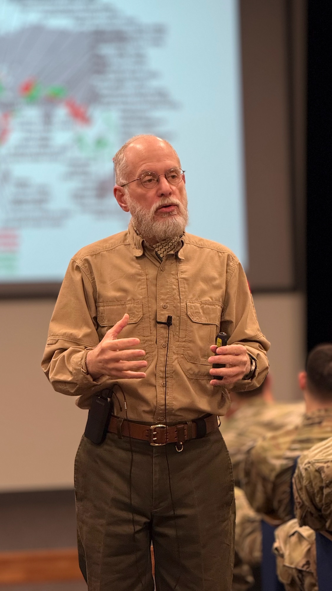 An instructor gives a lecture during the Air Advisor A course at Yokota Air Base, Japan.