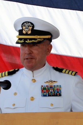 Kevin Bailey, the first commanding officer of Naval Expeditionary Medicine Warfighter Development Center (NEMWDC), addresses the audience during the command’s official establishment ceremony at Camp Pendleton, Oct 4, 2024. NEMWDC’s new role expands on the legacy of the former Naval Expeditionary Medical Training Institute (NEMTI), focusing on enhancing combat trauma readiness.



“NEMWDC is truly a unique gem in Navy Medicine,” he said. “This command is at the focal point for unit-level training leading to basic phase certification of Expeditionary Medicine (EXMED).”