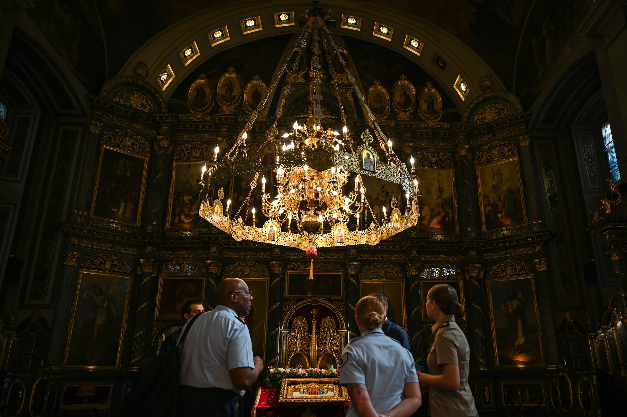 Ohio National Guard and Serbian Armed Forces chaplains gather in the Cathedral Church of Saint Michael the Archangel in Belgrade, Serbia, Sept. 12, 2024. The Ohio National Guard chaplains attended the Serbian religious events which promotes learning from one another on how to best take care of their service members, mentally and spiritually. (U.S. Air National Guard photo by Airman 1st Class Josh Kaeser)