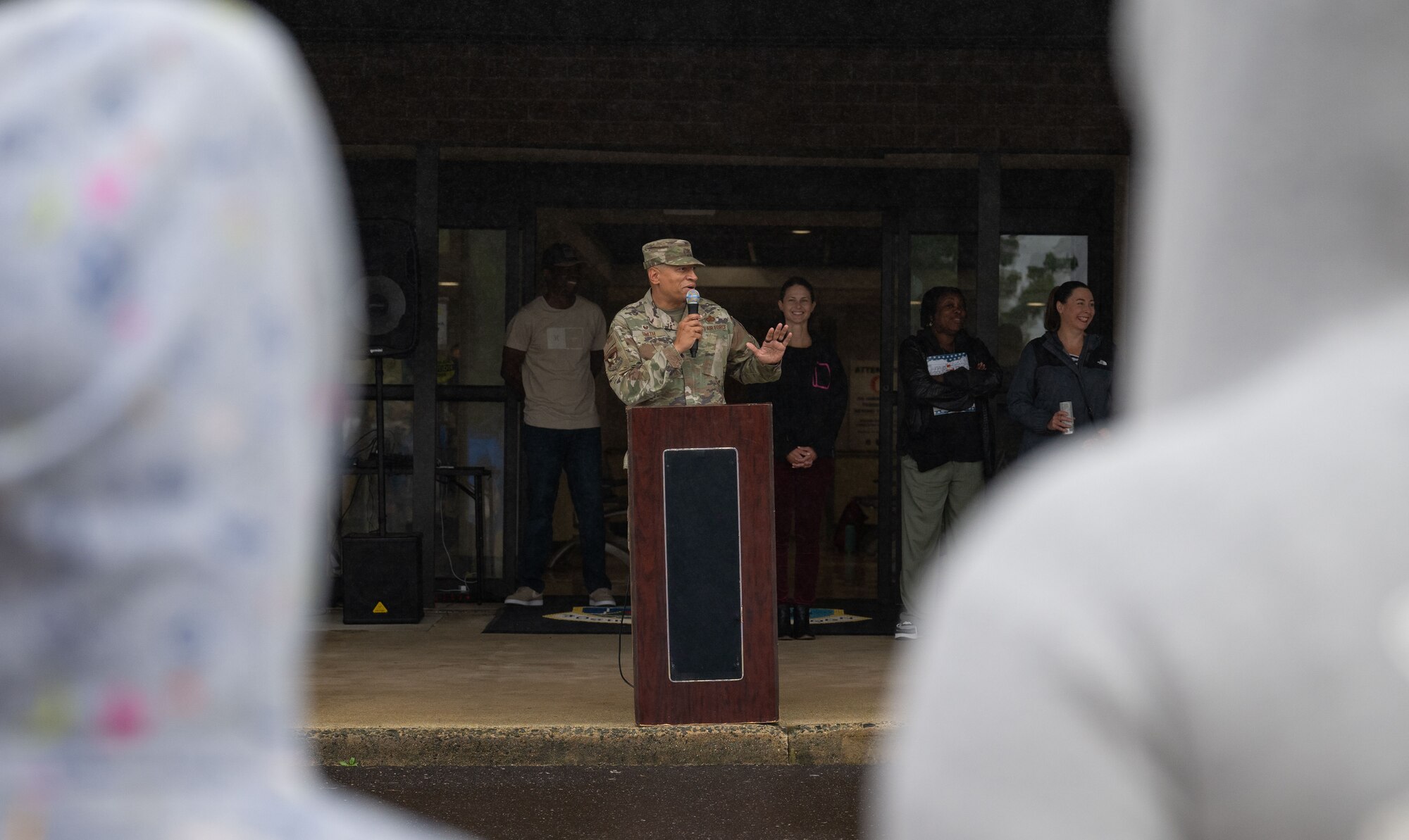 U.S. Air Force Col. Anthony L. Smith, Joint Base McGuire-Dix-Lakehurst commander and 87th Air Base Wing commander, gives opening remarks during a Kids Understanding Deployment Operations event at JB MDL, Sept. 28, 2024. The KUDOS concept creates a simulated deployment line for service members’ children to process through in order to gain insight on the tasks their parents complete prior to deploying. (U.S. Air Force photo by Staff Sgt. Monica Roybal)