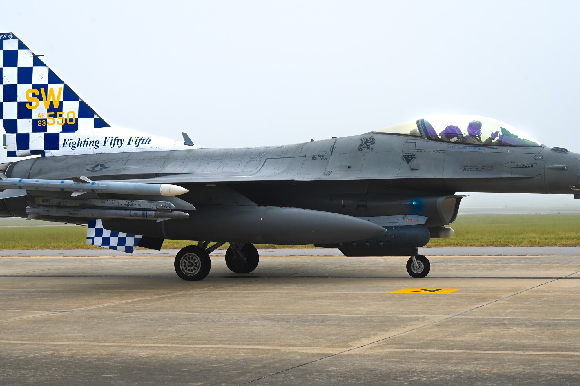 A jet taxing to the flightline.