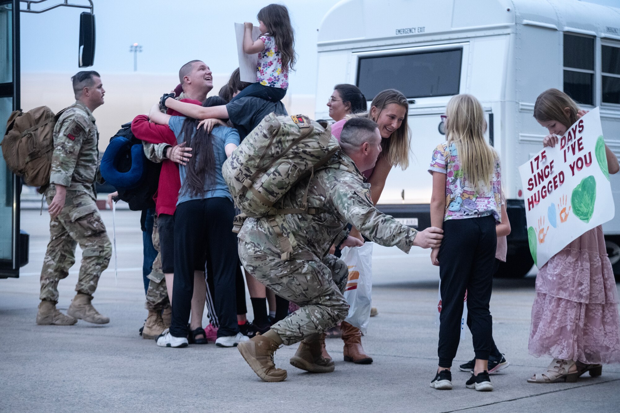 U.S. Air Force Airmen reunite with family and friends after returning from a deployment.