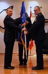 Change of Command for First Air Force. Images show the handoff from Lt. Gen. Steven Nordhaus to Lt. Gen. Luke Ahmann.