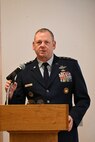 Change of Command for First Air Force. Images show the handoff from Lt. Gen. Steven Nordhaus to Lt. Gen. Luke Ahmann.