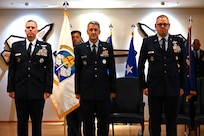 Change of Command for First Air Force. Images show the handoff from Lt. Gen. Steven Nordhaus to Lt. Gen. Luke Ahmann.
