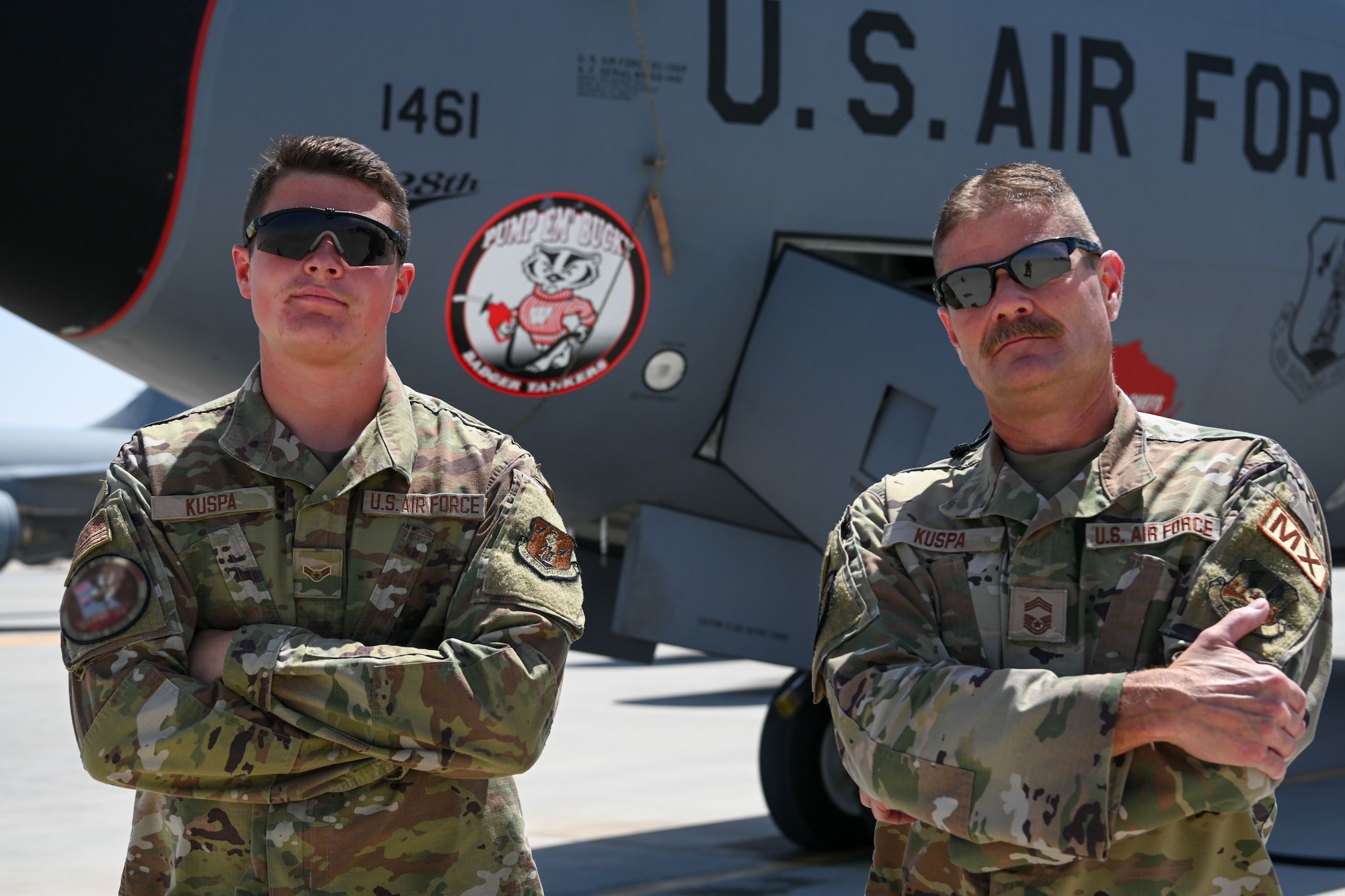 Father-son military duo work together