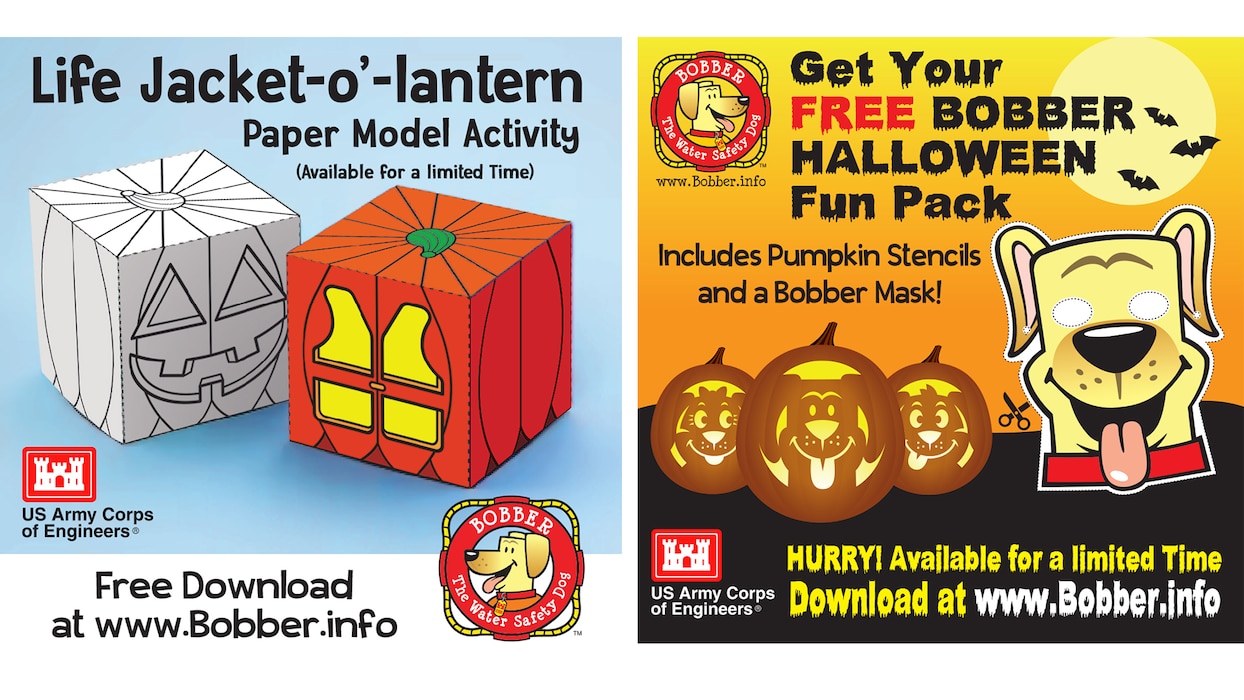 Halloween will be here soon and Bobber has two fun activities available on www.Bobber.info – the Life Jacket-o’ lantern paper model activity and the Bobber Halloween Pack which includes some great pumpkin stencils and a Bobber mask!  Get yours today before they're gone!