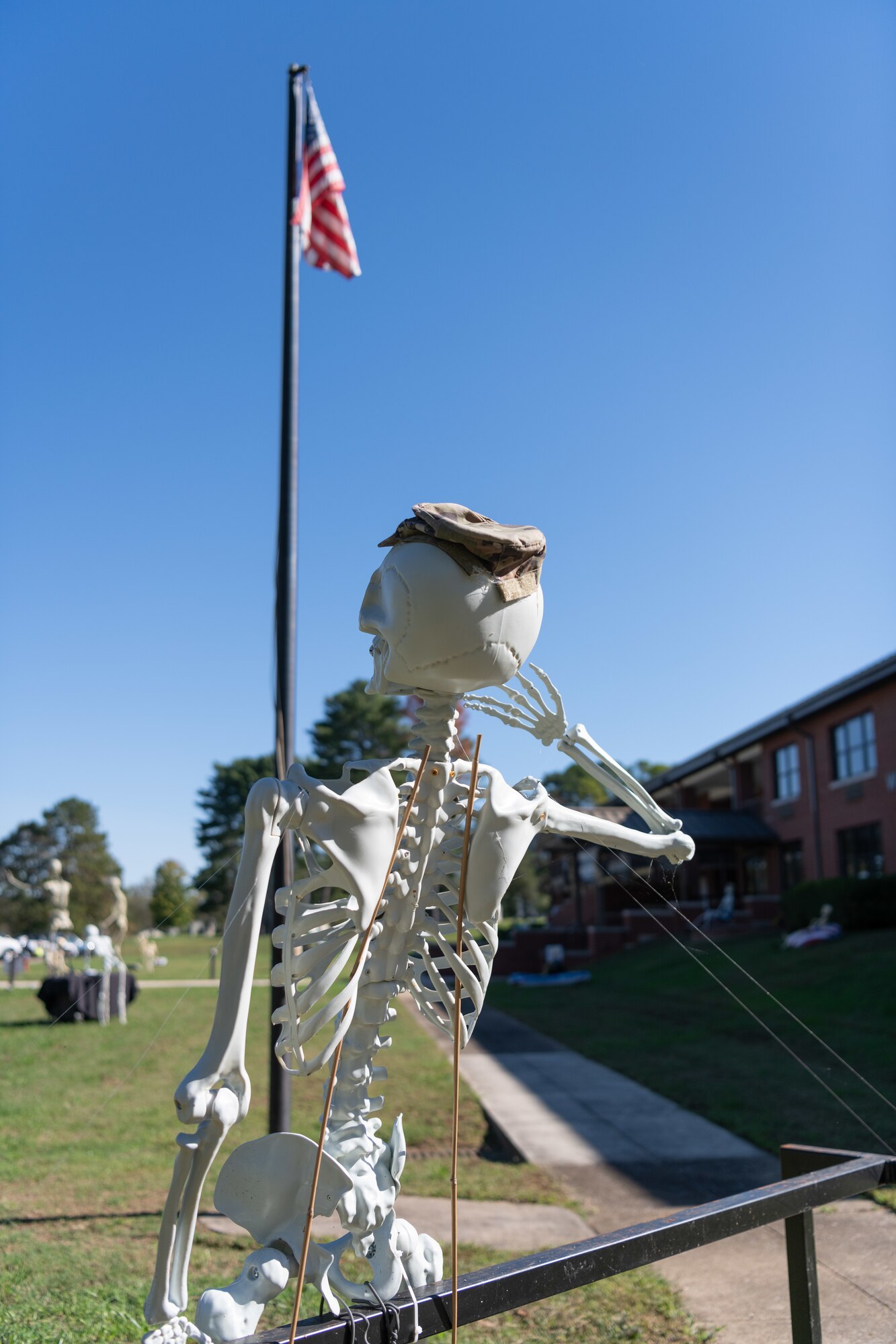 – Personnel with The Wingo Lakeside Lodge decorate the lawn with Halloween figurines in the spirit of the season at Arnold Air Force Base, Tenn., Oct. 8, 2024. A decoration lighting is planned for Oct. 10 at 6:30 p.m. (U.S. Air Force photo by Keith Thornburgh)