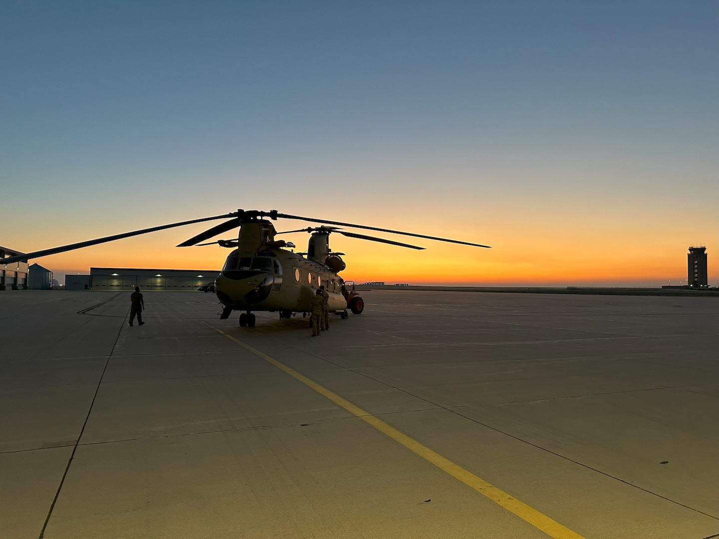 Members of the Colorado National Guard, 2nd General Support Aviation Battalion 135th Regiment, prepare to depart for Florida in preparation for the Hurricane Milton response. The CONG, through an Emergency Management Assistance Compact request from the Florida National Guard, deployed one CH-47 Chinook helicopter and eight crew members to assist with search and recovery.