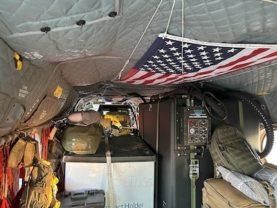 Members of the Colorado National Guard, 2nd General Support Aviation Battalion 135th Regiment, stage equipment before departure to Florida in preparation for the Hurricane Milton response.