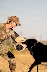 Lt. Marsh working with military working dogs.