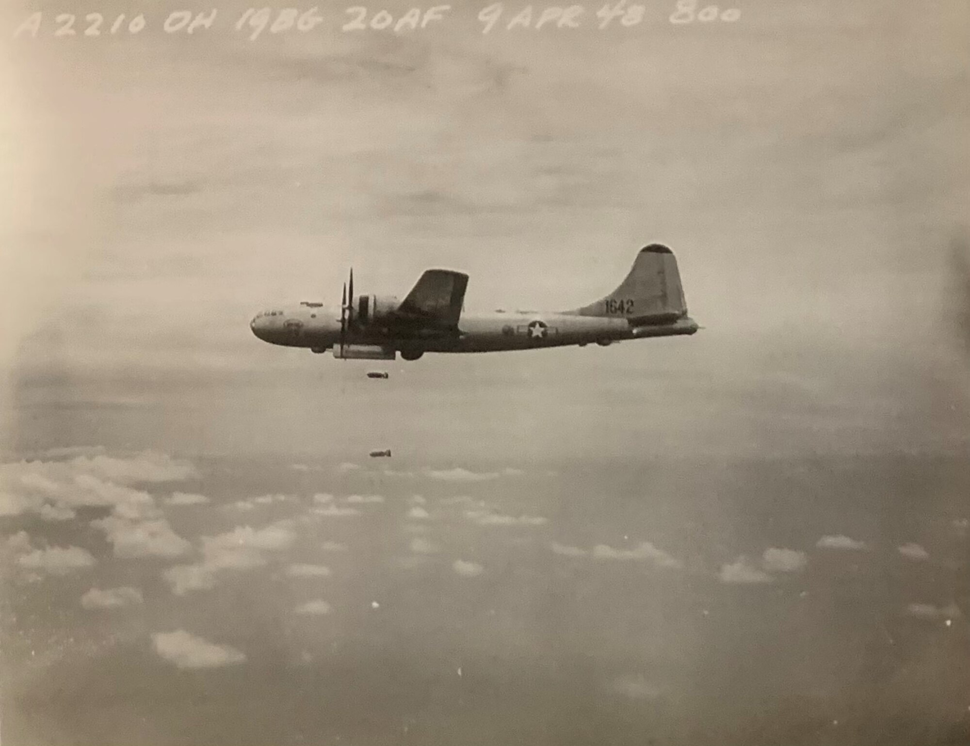 A photo of a 19th Bomb Group B-29 #44-61642 11 days before the disappearance of another B-29 #44-61700, April 9, 1948. (Courtesy Photo)