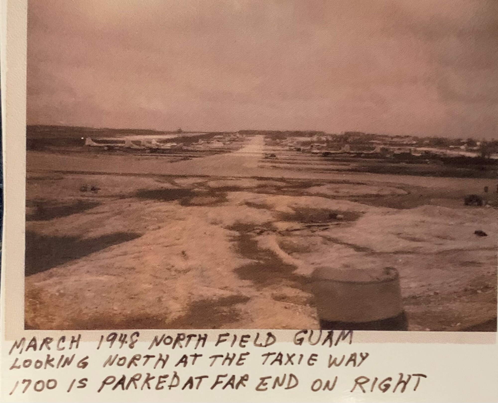 A photo of North Field, Guam's Ramp with missing B-29 #44-61700 on right end, March 1948. Andersen Air Force Base was previously known as North Field. (Courtesy Photo)