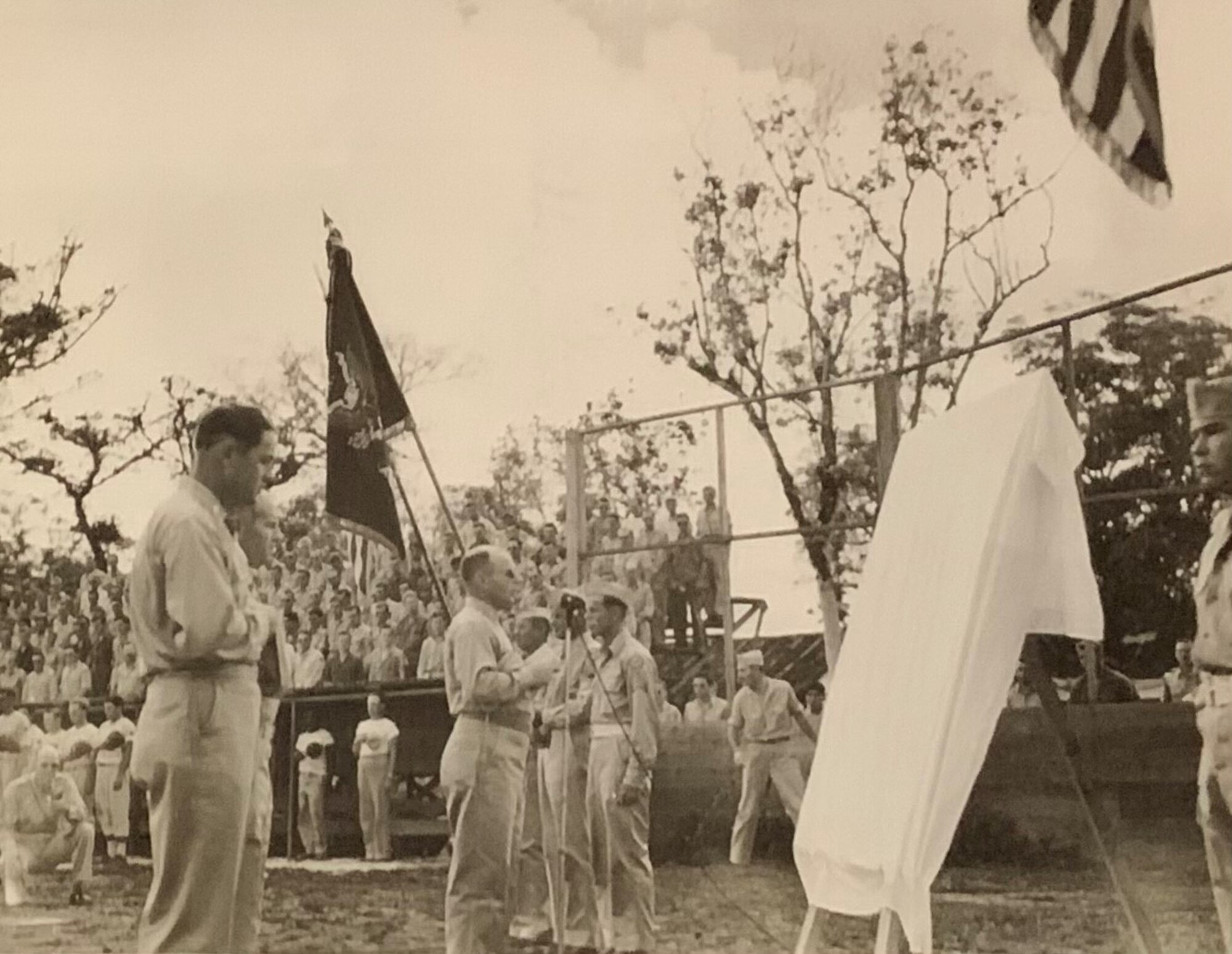 Photo of B-29 #44-61700 Memorial Field Dedication on Andersen Air Force Base, Guam, May 31, 1948. (Courtesy Photo)