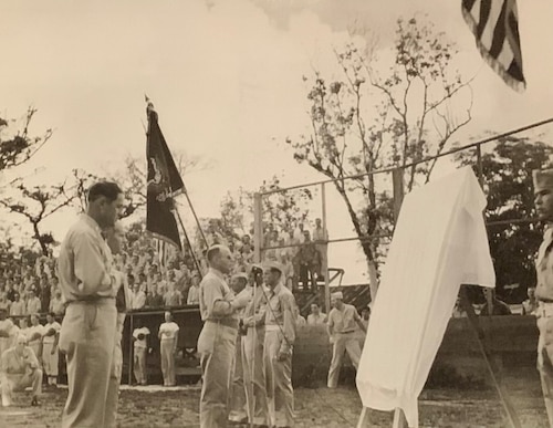 Photo of B-29 #44-61700 Memorial Field Dedication on Andersen Air Force Base, Guam, May 31, 1948. (Courtesy Photo)