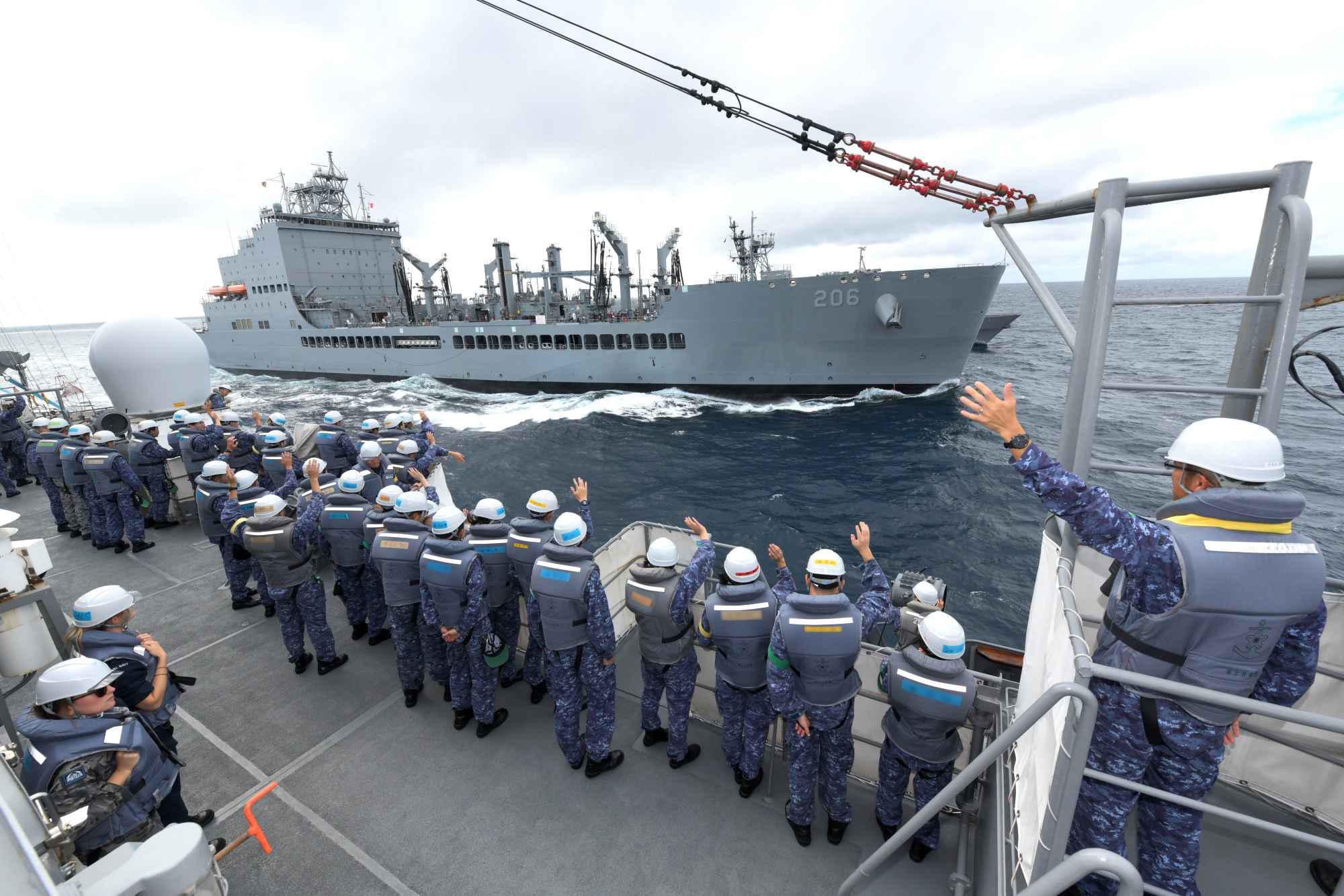 USNS Harvey Milk (T-AO 206) completes it's first replenishment-at-sea with two Japan Maritime Self-Defense Force vessels.