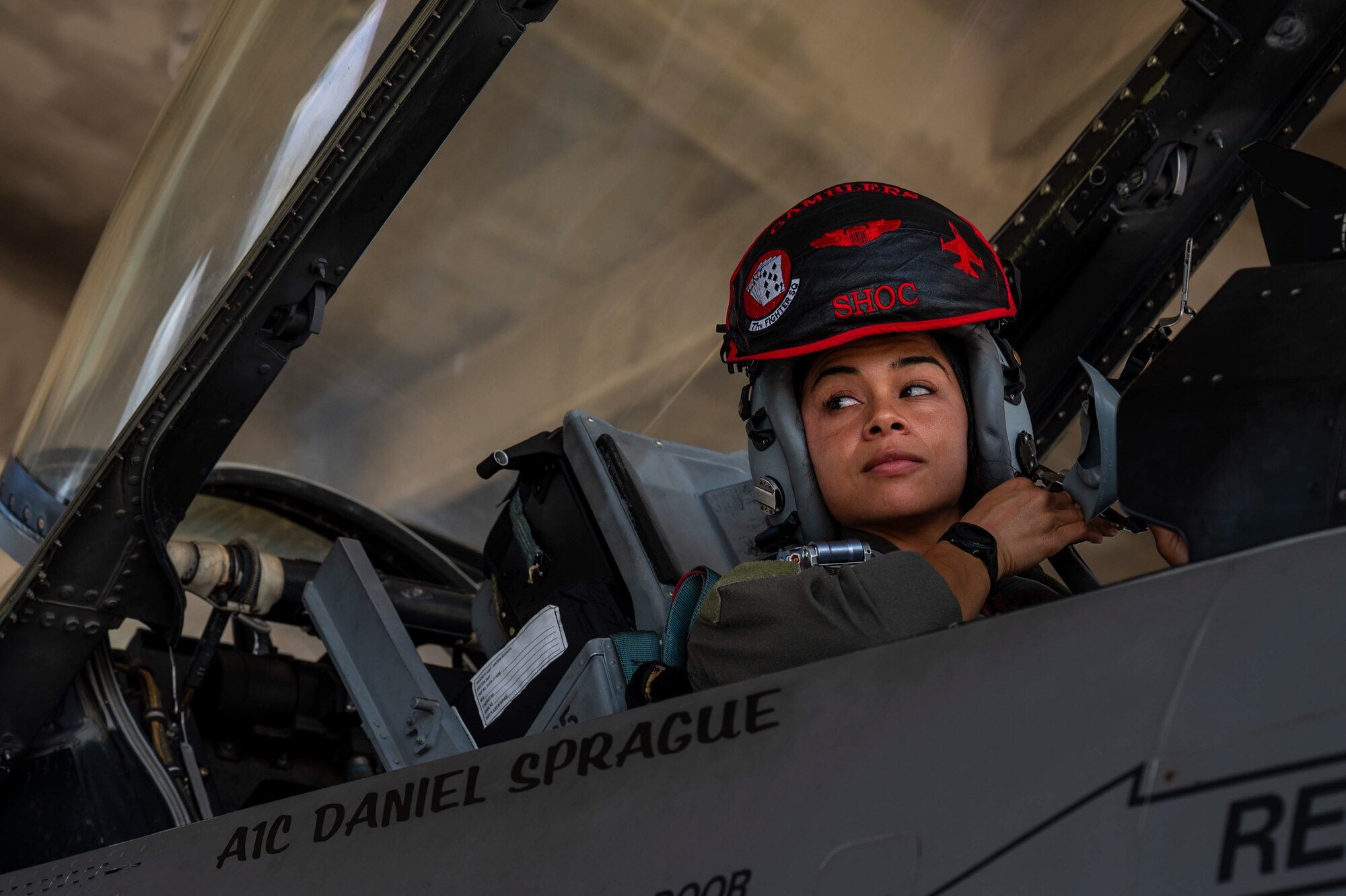 U.S. Air Force Capt. Kayla Vohs, 77th Expeditionary Fighter Squadron pilot, prepares to taxi before her first flight during a temporary deployment at Kadena Air Base, Japan, Oct. 9, 2024.