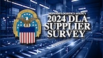 Graphic with blurred blue background, DLA logo and text