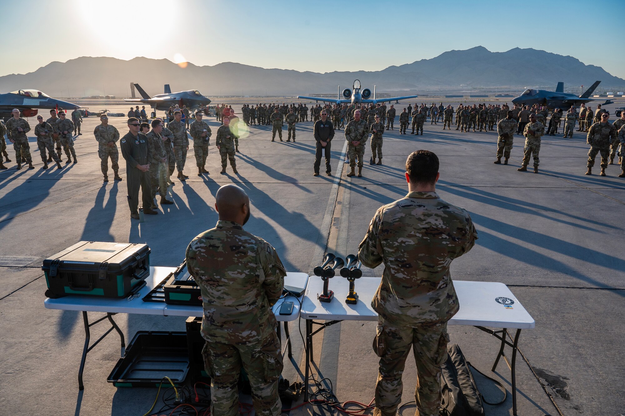 Weapons load crews from the 57th Maintenance Group prepare to compete in the Quarterly Weapons Load Competition