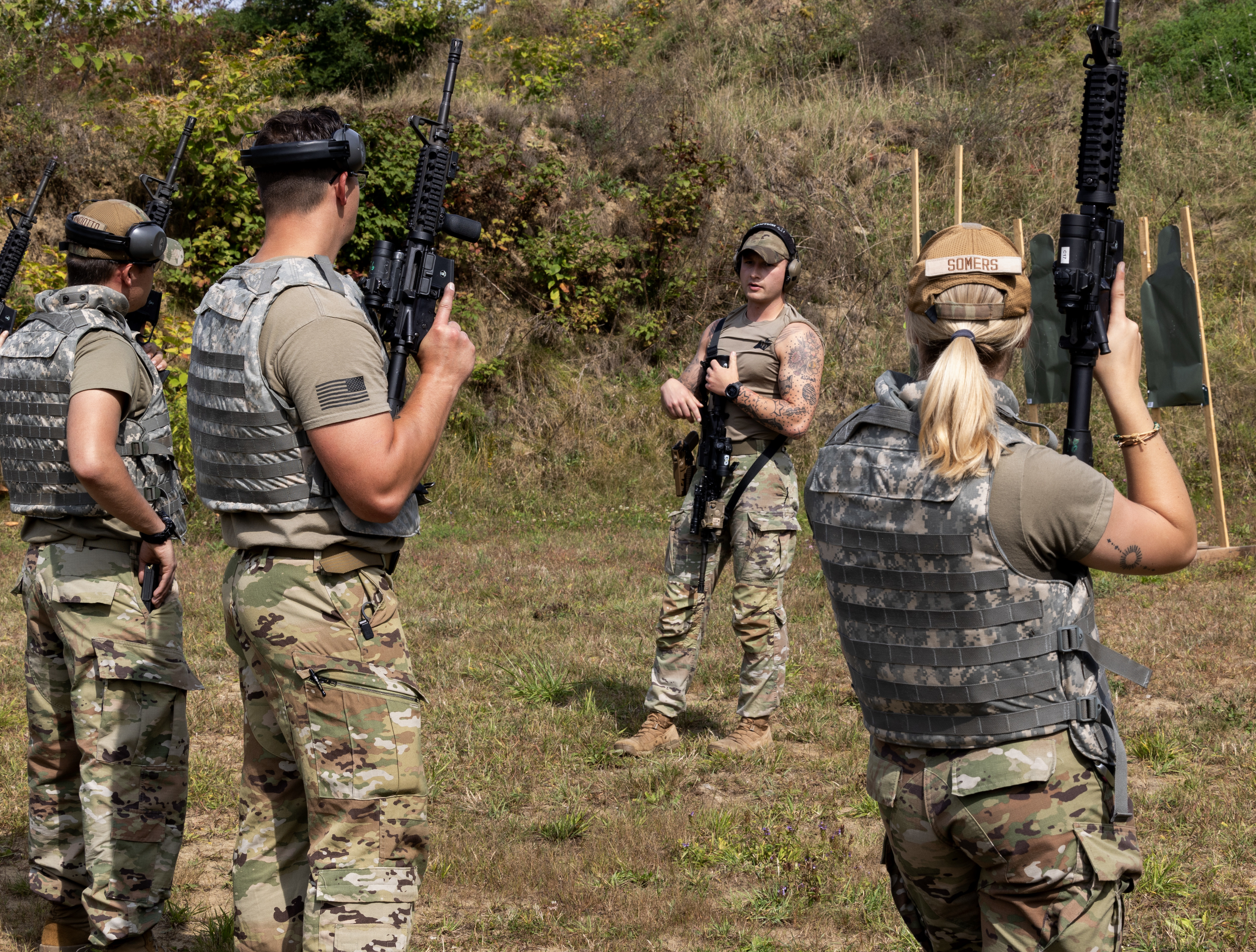 Airman assigned to the 109th Airlift Wing, Scotia New York, participate in a security forces augmented training course.  The purpose of the augmentee course is to backfill at home station when security forces defenders must forward deploy. The course covers weapons training, use of force and day-to-day base procedures.