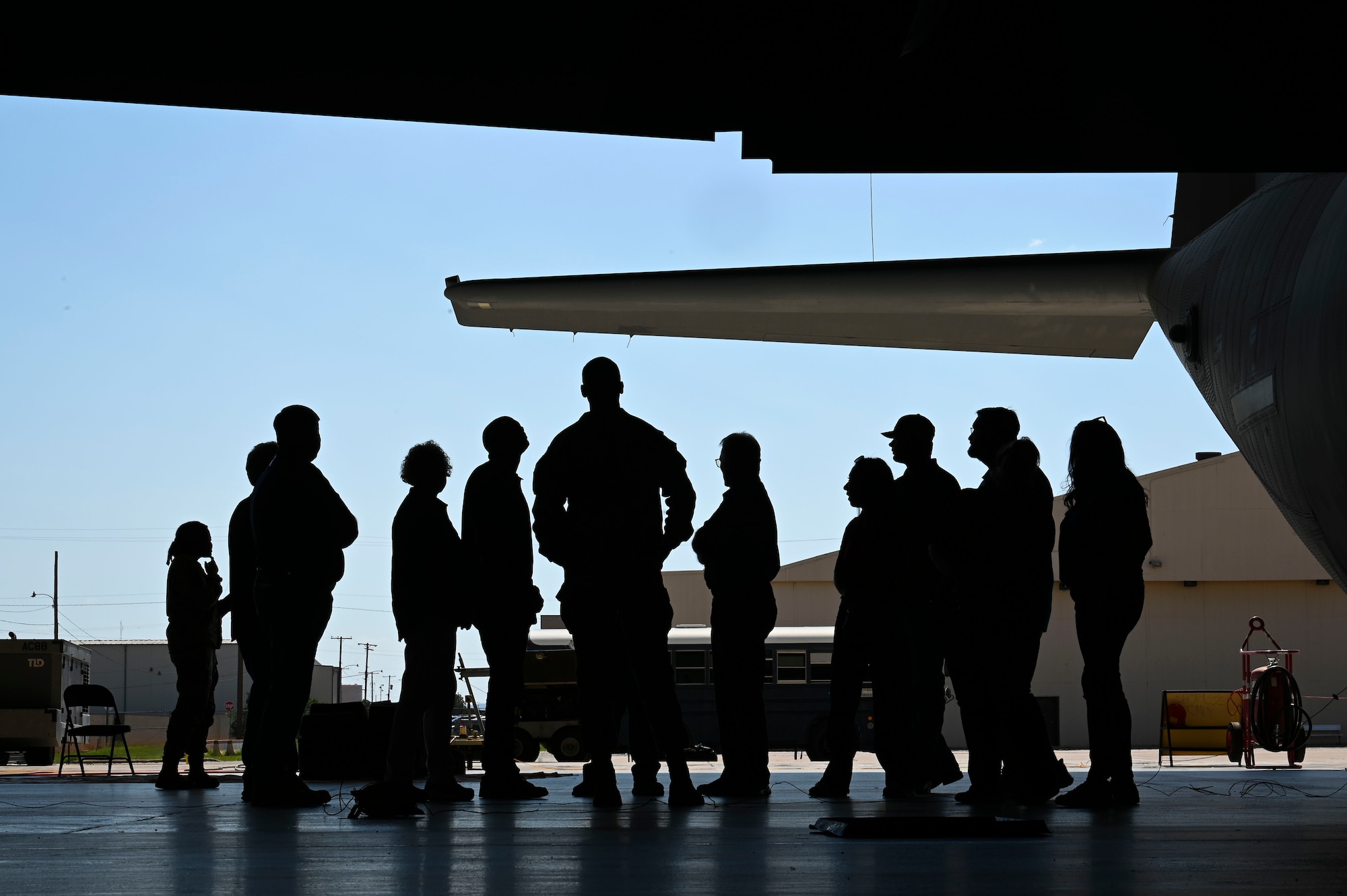 Dyess Air Force Base honorary commanders receive a hangar tour