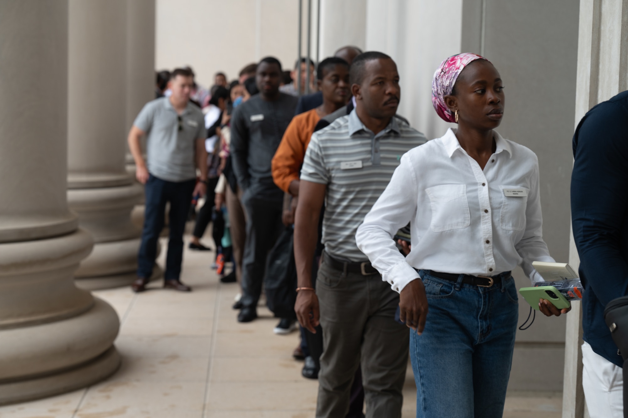 Students from the International Officer School  enter the Alabama Supreme Court in Mongomery, Alabama, Oct. 4, 2024. The students were there as part of the Field Studies Program where participants gain firsthand experience of American society. (U.S. Air Force photo by Senior Airman Evan Porter)
