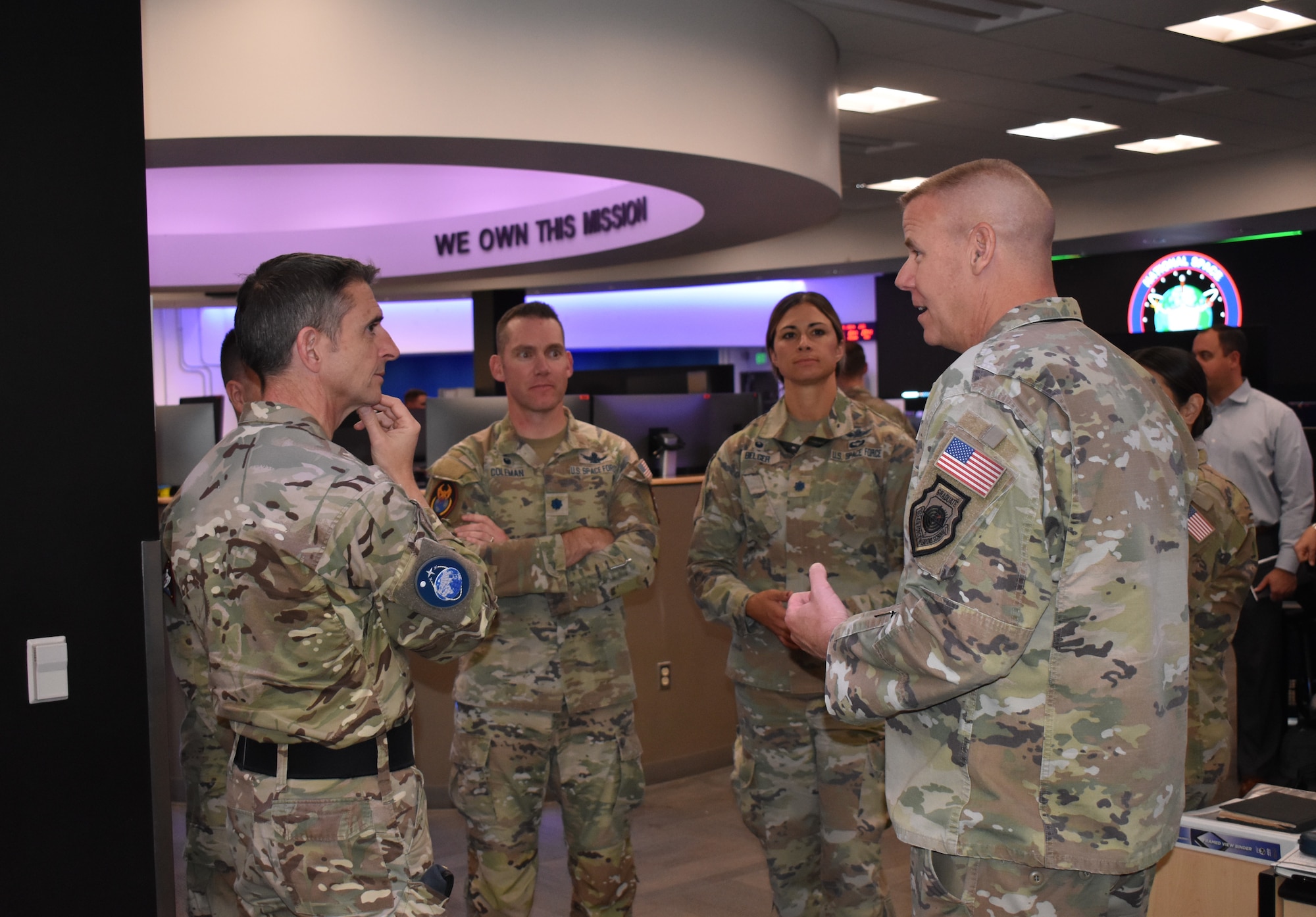 Military members having a discussion